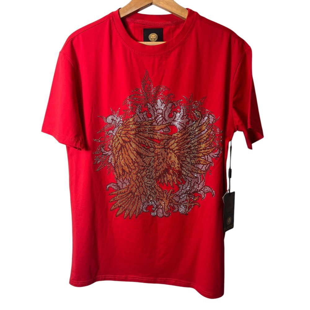 Platini red t-shirt size medium bedazzled bird short sleeve